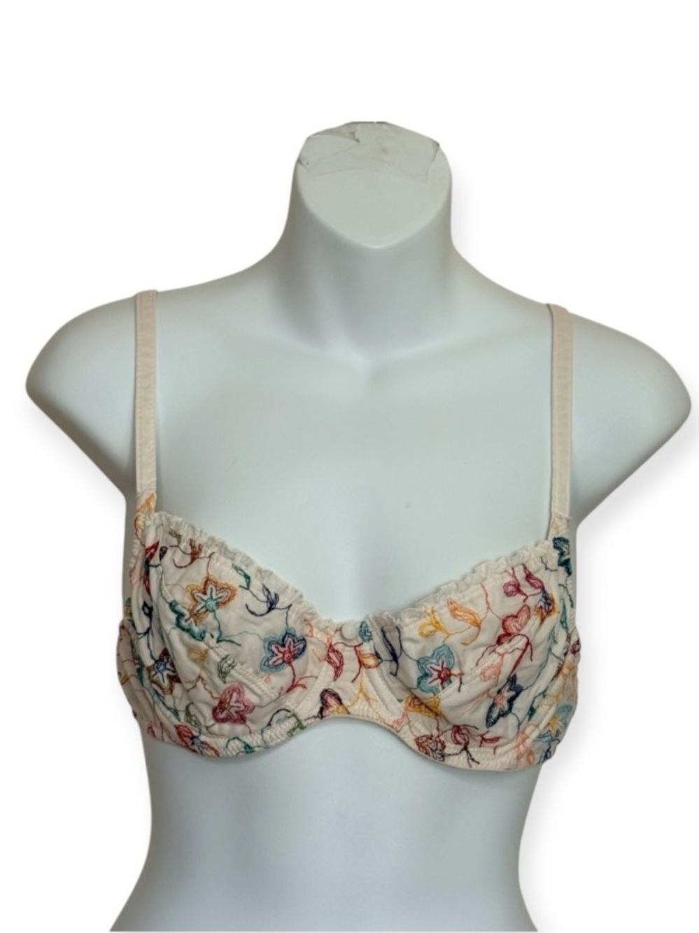 Vintage Eileen West Floral Embroidered Underwire Bra - Size 36A